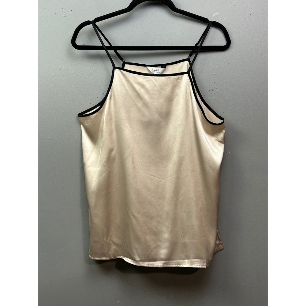 Nicole Miller New York Champagne Toast‎ Cami Top Black Trim Womens Large Tank